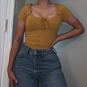 Me to we orange low neck top